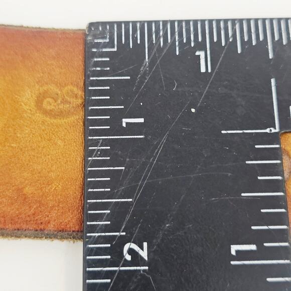 Vintage Country Music Brown Leather Belt Handtooled Snap-On Unisex Size 30 - Picture 5 of 6